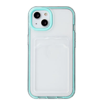 For iPhone 14 6.1 inch Soft TPU Transparent Back Colored Frame Case Card Slot Design Phone Shell