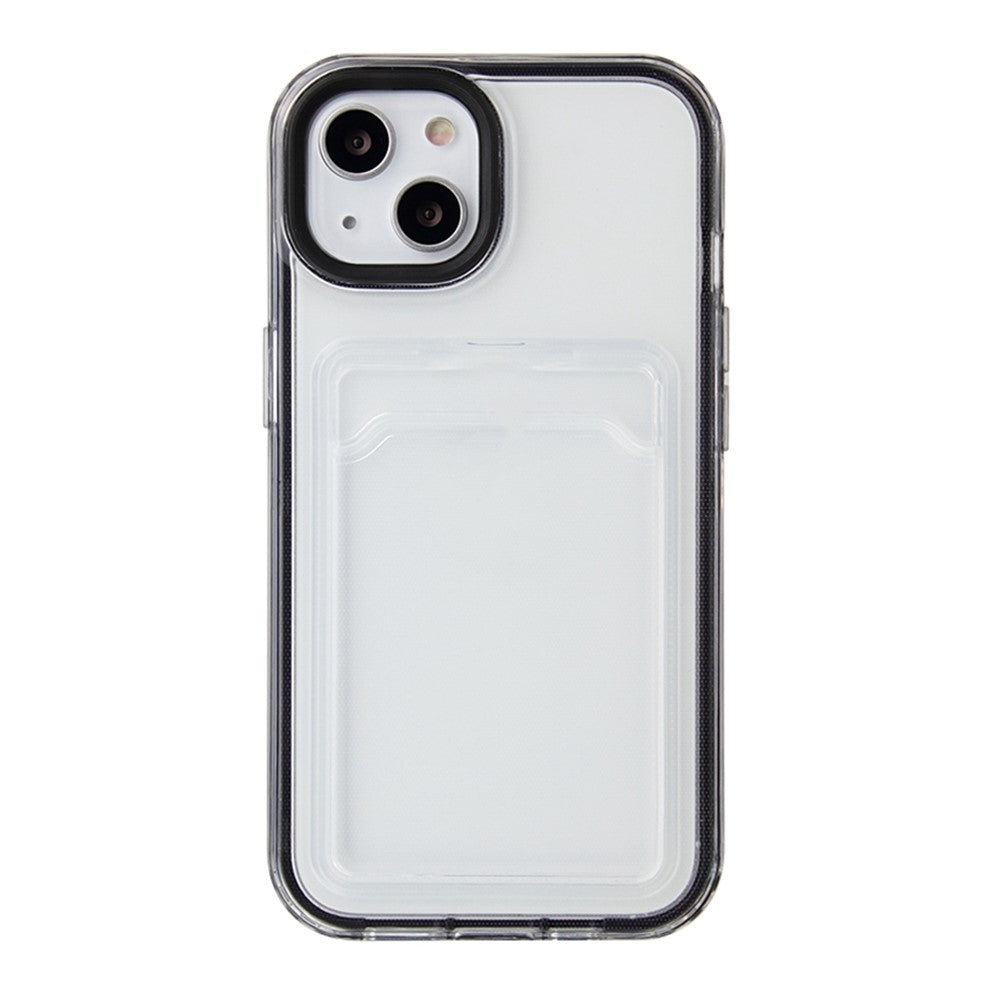 For iPhone 14 6.1 inch Soft TPU Transparent Back Colored Frame Case Card Slot Design Phone Shell