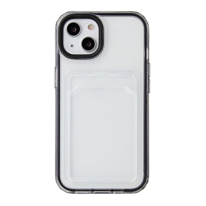 For iPhone 14 6.1 inch Soft TPU Transparent Back Colored Frame Case Card Slot Design Phone Shell