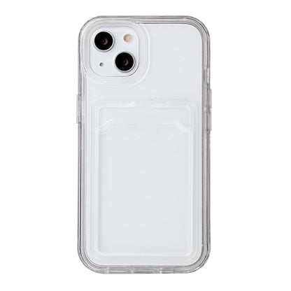For iPhone 14 6.1 inch Soft TPU Transparent Back Colored Frame Case Card Slot Design Phone Shell