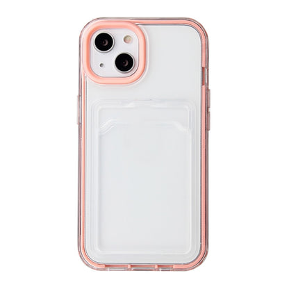 For iPhone 14 6.1 inch Soft TPU Transparent Back Colored Frame Case Card Slot Design Phone Shell