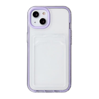 For iPhone 14 6.1 inch Soft TPU Transparent Back Colored Frame Case Card Slot Design Phone Shell