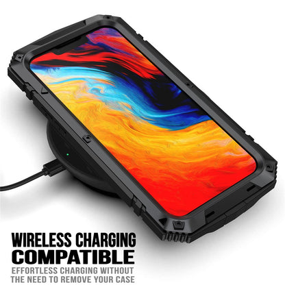R-JUST for iPhone 14 Plus Hybrid Phone Case Protective Drop-proof Back Cover Kickstand with Tempered Glass Film Screen Protector