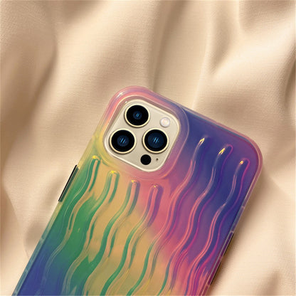 For iPhone 14 Pro Max 6.7 inch Phone Case Wave Texture Gradient Color Shockproof PC + TPU Cover