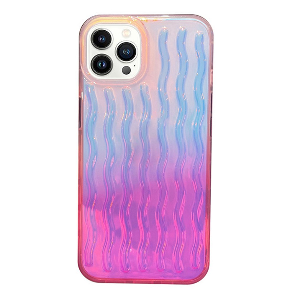 For iPhone 14 Pro Max 6.7 inch Phone Case Wave Texture Gradient Color Shockproof PC + TPU Cover
