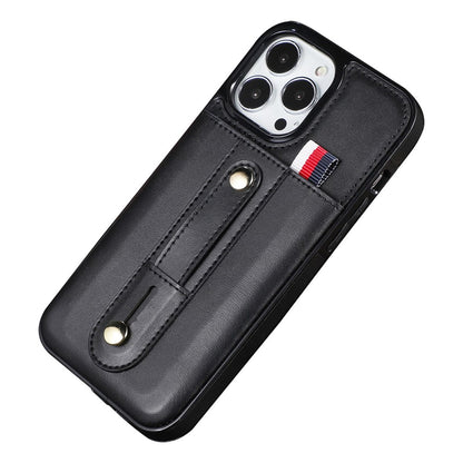 For iPhone 14 Pro Max 6.7 inch Card Slot Kickstand Protective Cover PU Leather Coated TPU Phone Case