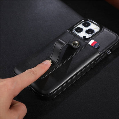 For iPhone 14 Pro Max 6.7 inch Card Slot Kickstand Protective Cover PU Leather Coated TPU Phone Case