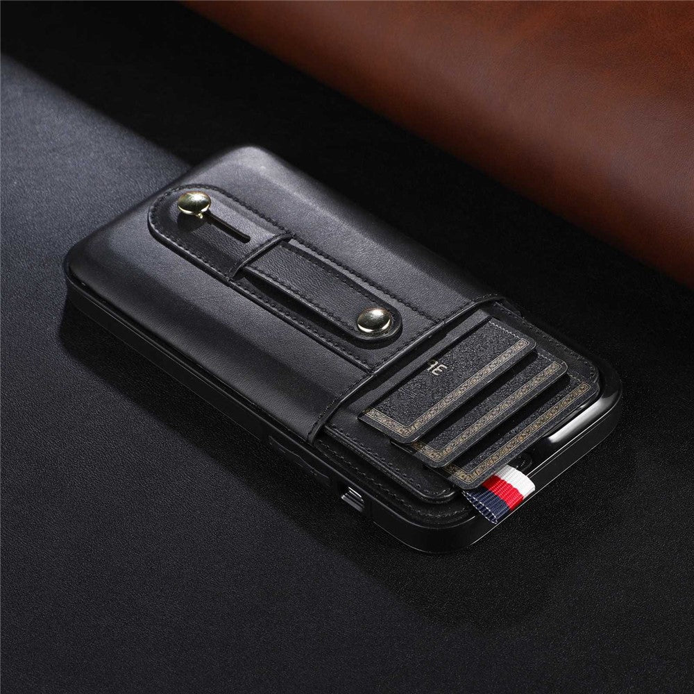 For iPhone 14 Pro Max 6.7 inch Card Slot Kickstand Protective Cover PU Leather Coated TPU Phone Case
