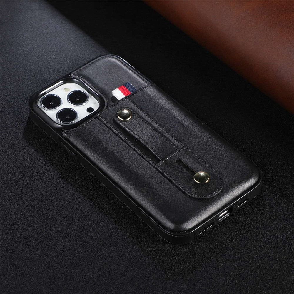 For iPhone 14 Pro Max 6.7 inch Card Slot Kickstand Protective Cover PU Leather Coated TPU Phone Case