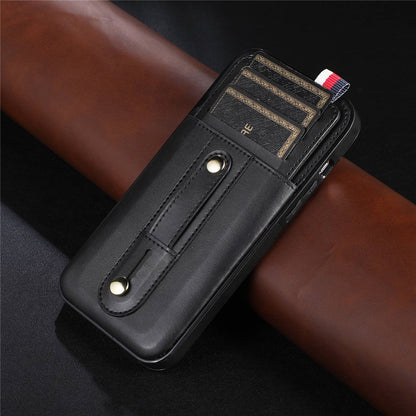 For iPhone 14 Pro Max 6.7 inch Card Slot Kickstand Protective Cover PU Leather Coated TPU Phone Case