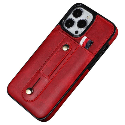 For iPhone 14 Pro Max 6.7 inch Card Slot Kickstand Protective Cover PU Leather Coated TPU Phone Case