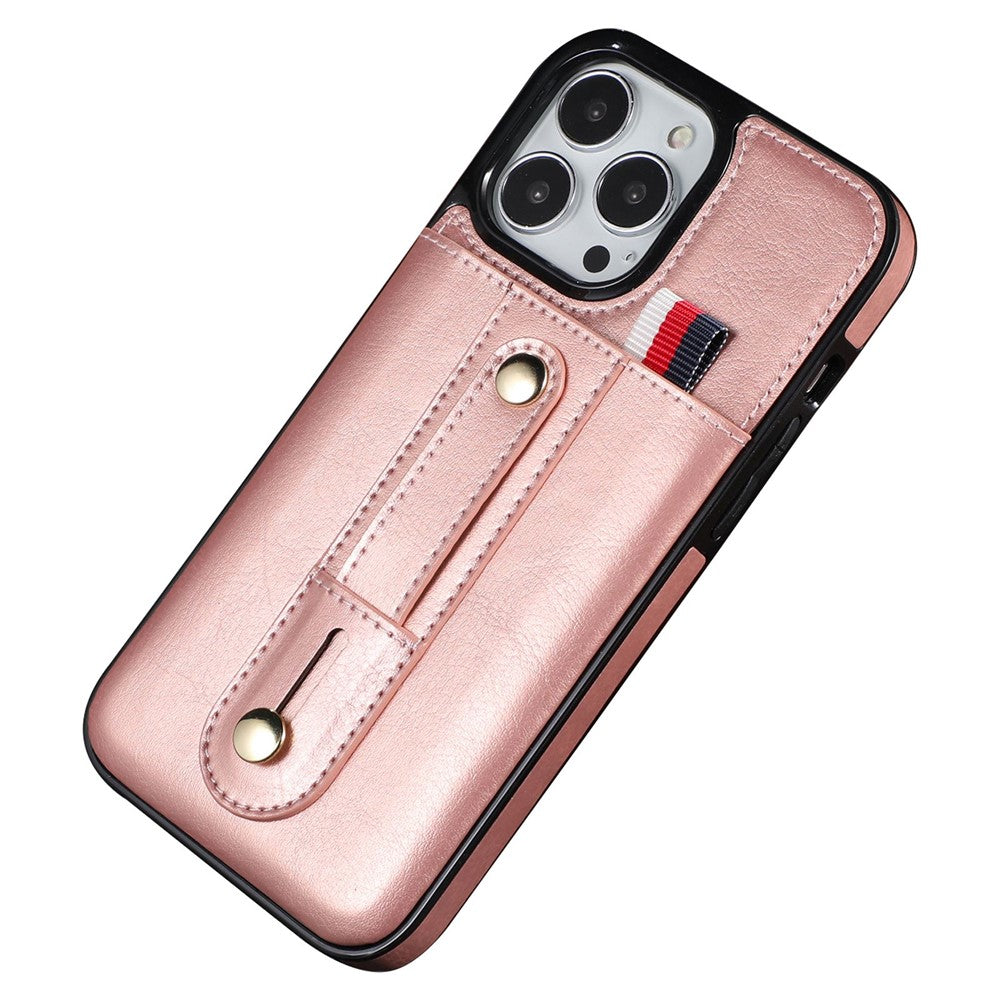For iPhone 14 Pro Max 6.7 inch Card Slot Kickstand Protective Cover PU Leather Coated TPU Phone Case