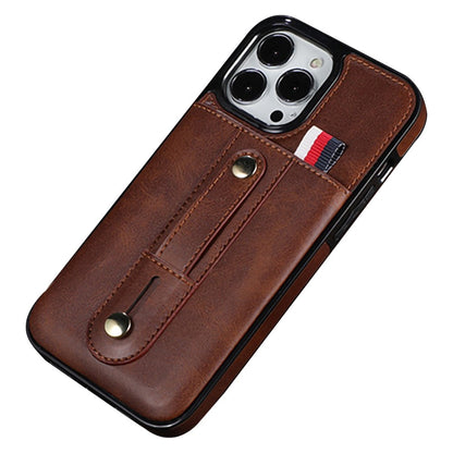 For iPhone 14 Pro Max 6.7 inch Card Slot Kickstand Protective Cover PU Leather Coated TPU Phone Case