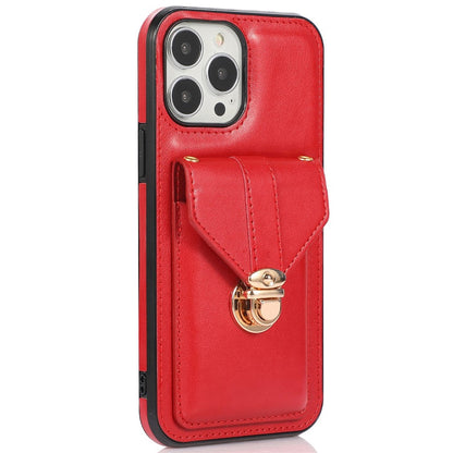 For iPhone 14 Pro Max 6.7 inch Phone Pouch Shoulder Bag Anti-scratch PU Leather+TPU Kickstand Phone Case