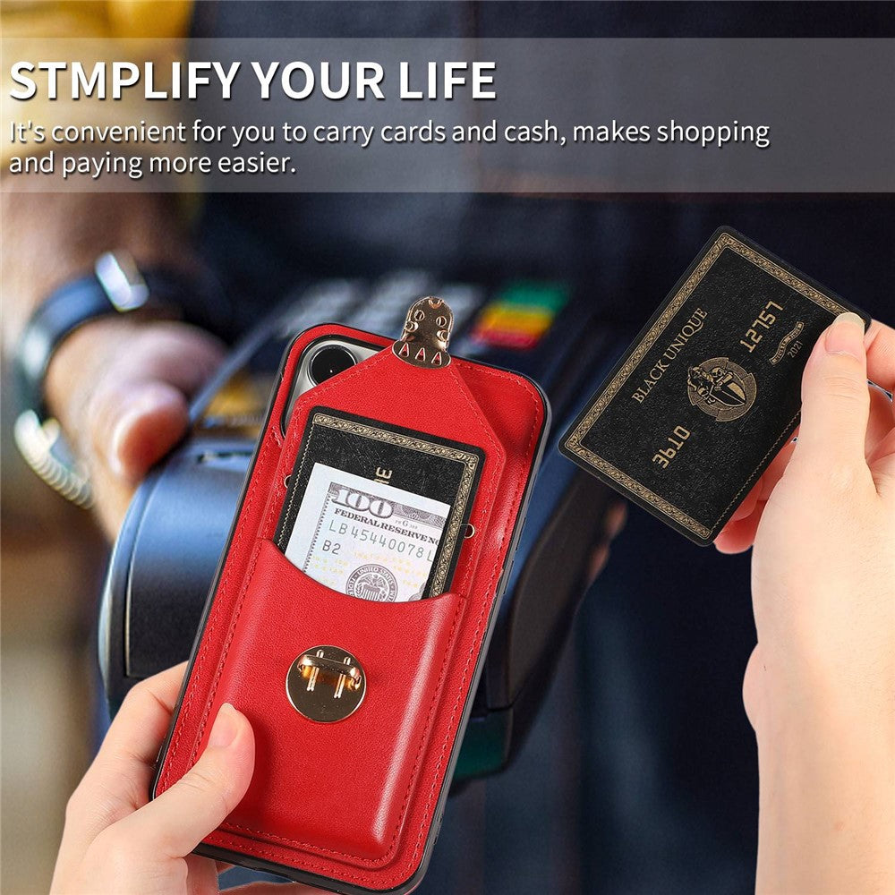For iPhone 14 Pro Max 6.7 inch Phone Pouch Shoulder Bag Anti-scratch PU Leather+TPU Kickstand Phone Case
