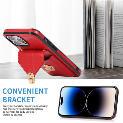 For iPhone 14 Pro Max 6.7 inch Phone Pouch Shoulder Bag Anti-scratch PU Leather+TPU Kickstand Phone Case