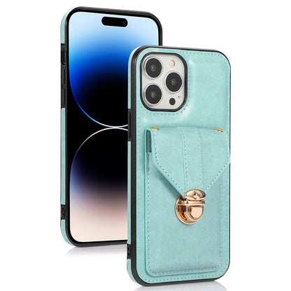 For iPhone 14 Pro Max 6.7 inch Phone Pouch Shoulder Bag Anti-scratch PU Leather+TPU Kickstand Phone Case