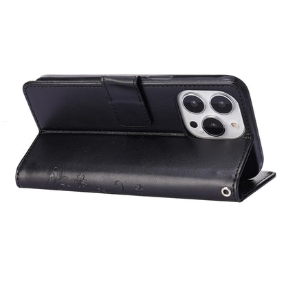 For iPhone 14 Pro Max 6.7 inch Imprinted Butterflies PU Leather Flip Wallet Case Stand Anti-fall Phone Cover with Strap