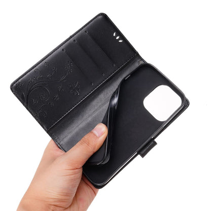 For iPhone 14 Pro Max 6.7 inch Imprinted Butterflies PU Leather Flip Wallet Case Stand Anti-fall Phone Cover with Strap