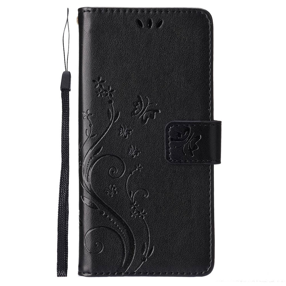 For iPhone 14 Pro Max 6.7 inch Imprinted Butterflies PU Leather Flip Wallet Case Stand Anti-fall Phone Cover with Strap