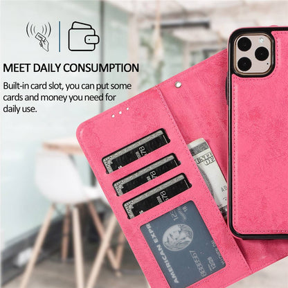 For iPhone 14 Pro Max 6.7 inch Anti-scratch Matte Retro Phone Shell Magnetic Absorption Detachable Inner TPU Case+PU Leather Cover Wallet