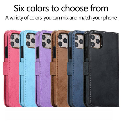 For iPhone 14 Pro Max 6.7 inch Anti-scratch Matte Retro Phone Shell Magnetic Absorption Detachable Inner TPU Case+PU Leather Cover Wallet
