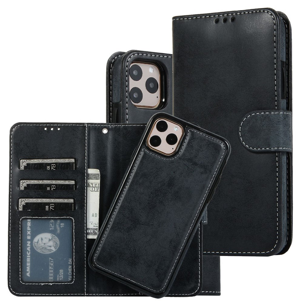 For iPhone 14 Pro Max 6.7 inch Anti-scratch Matte Retro Phone Shell Magnetic Absorption Detachable Inner TPU Case+PU Leather Cover Wallet