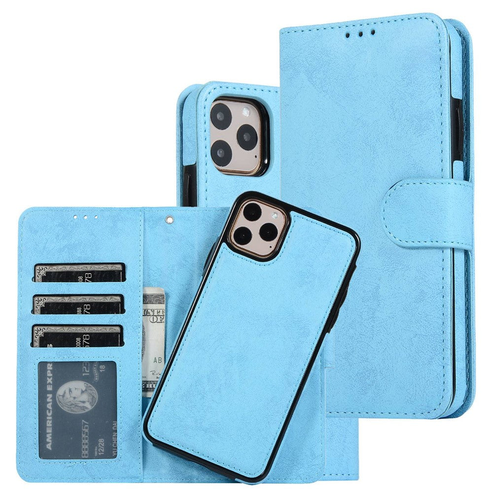 For iPhone 14 Pro Max 6.7 inch Anti-scratch Matte Retro Phone Shell Magnetic Absorption Detachable Inner TPU Case+PU Leather Cover Wallet