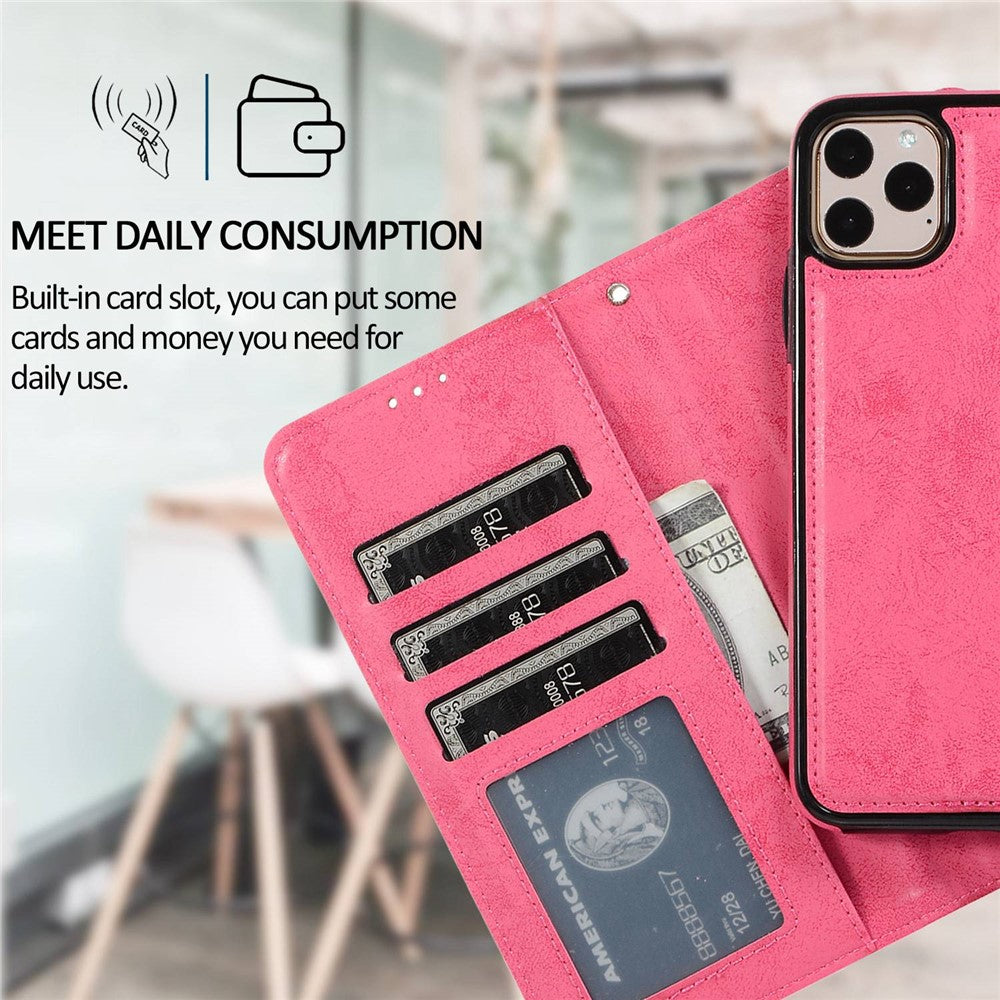 For iPhone 14 6.1 inch Matte Retro Phone Case Anti-drop Magnetic Absorption Detachable Inner TPU Case+PU Leather Cover Wallet