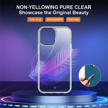 Clear Phone Case for iPhone 14 6.1 inch, Acrylic + TPU Anti-drop Cover with Tempered Glass Screen Protector