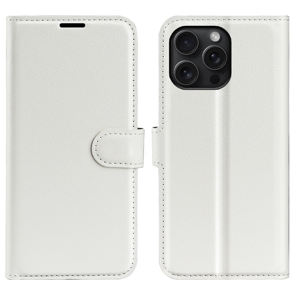 For iPhone 16 Pro Max Wallet Case Litchi Texture Phone Leather Cover