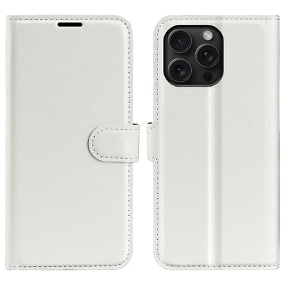 For iPhone 16 Pro Max Wallet Case Litchi Texture Phone Leather Cover