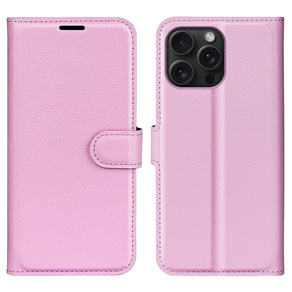 For iPhone 16 Pro Max Wallet Case Litchi Texture Phone Leather Cover
