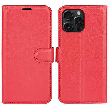For iPhone 16 Pro Max Wallet Case Litchi Texture Phone Leather Cover