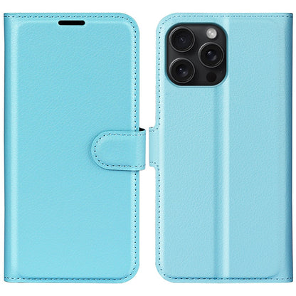 For iPhone 16 Pro Max Wallet Case Litchi Texture Phone Leather Cover