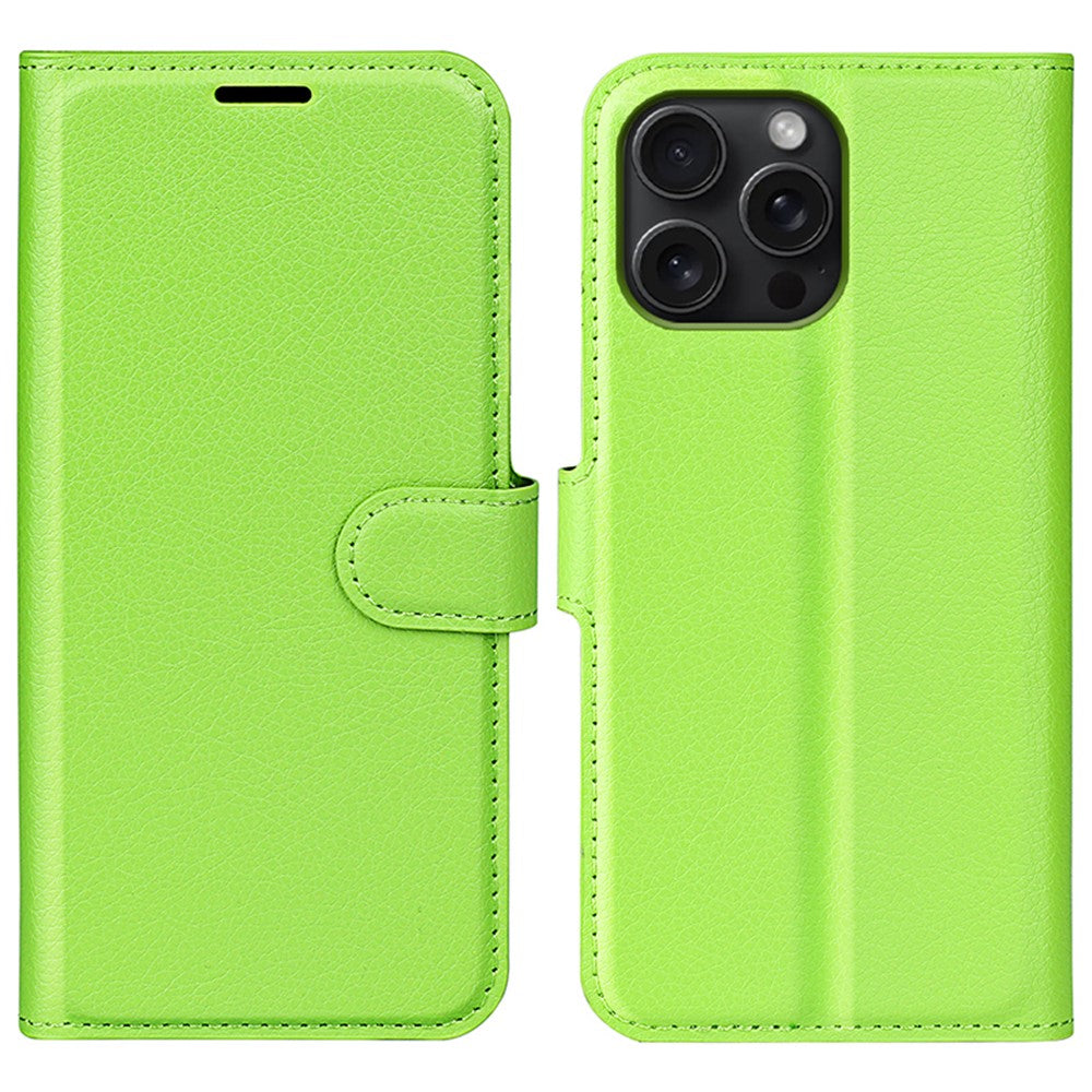 For iPhone 16 Pro Max Wallet Case Litchi Texture Phone Leather Cover