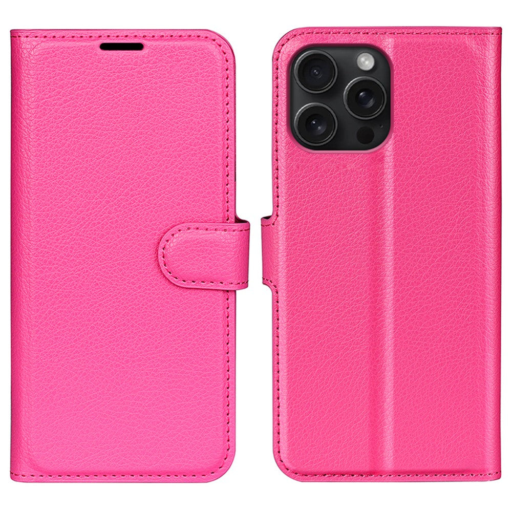 For iPhone 16 Pro Max Wallet Case Litchi Texture Phone Leather Cover