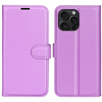 For iPhone 16 Pro Max Wallet Case Litchi Texture Phone Leather Cover