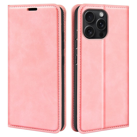 For iPhone 16 Pro Case PU Leather Wallet Folio Flip Phone Cover