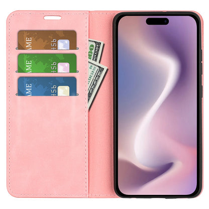 For iPhone 16 Pro Case PU Leather Wallet Folio Flip Phone Cover