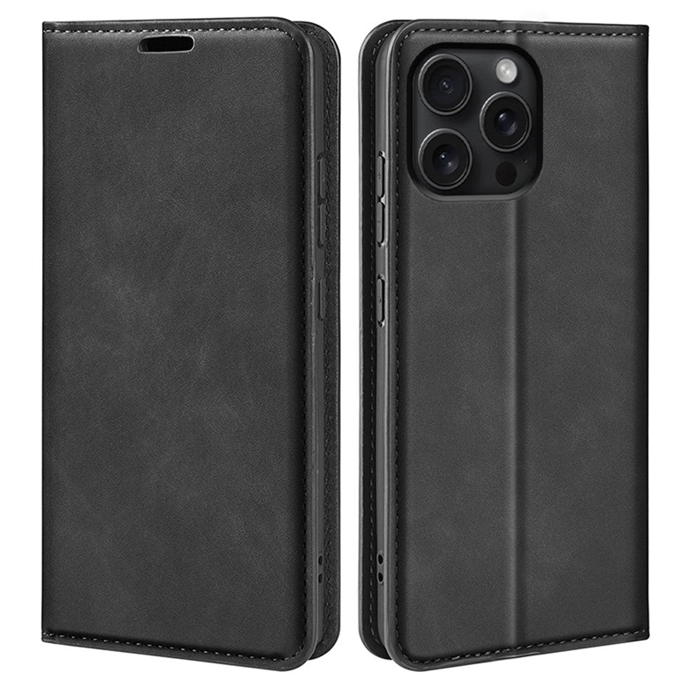 For iPhone 16 Pro Case PU Leather Wallet Folio Flip Phone Cover