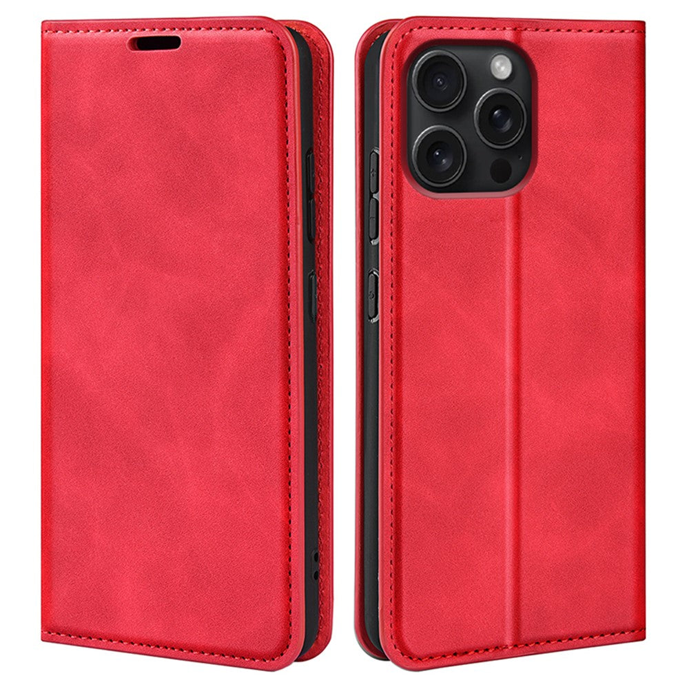 For iPhone 16 Pro Case PU Leather Wallet Folio Flip Phone Cover