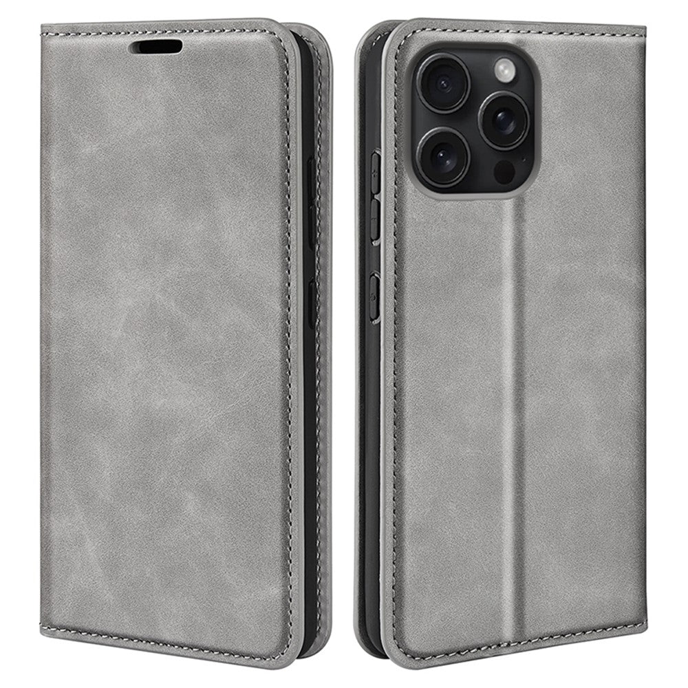 For iPhone 16 Pro Case PU Leather Wallet Folio Flip Phone Cover
