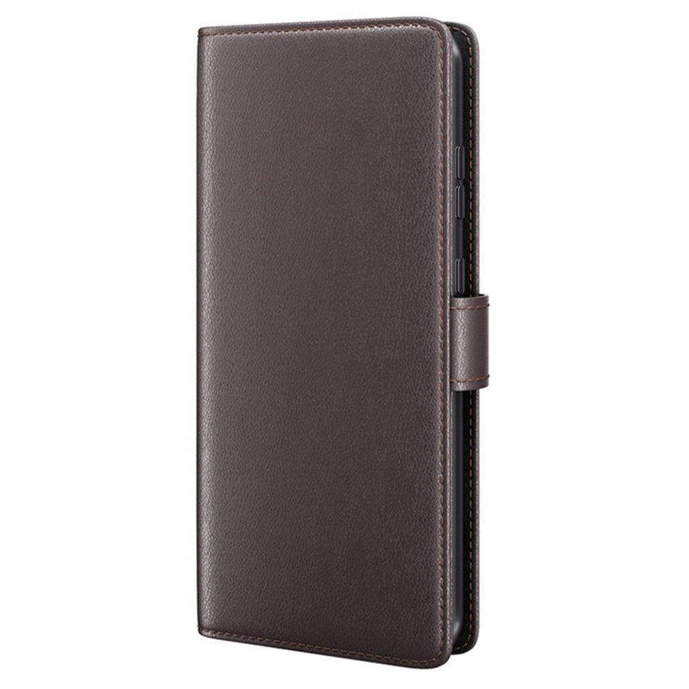 For iPhone 16 Pro Max Case Genuine Split Leather Phone Cover with Wallet Stand