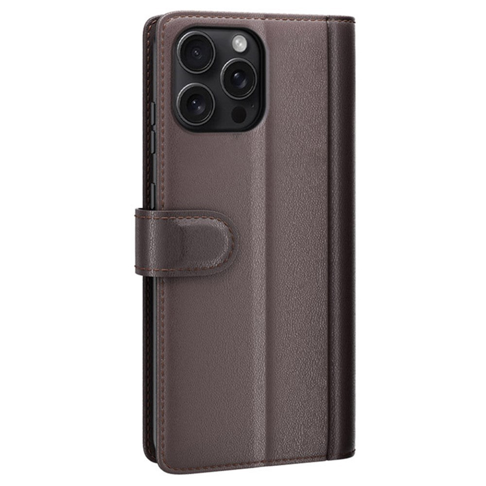 For iPhone 16 Pro Max Case Genuine Split Leather Phone Cover with Wallet Stand