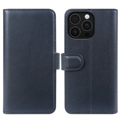 For iPhone 16 Pro Max Case Genuine Split Leather Phone Cover with Wallet Stand
