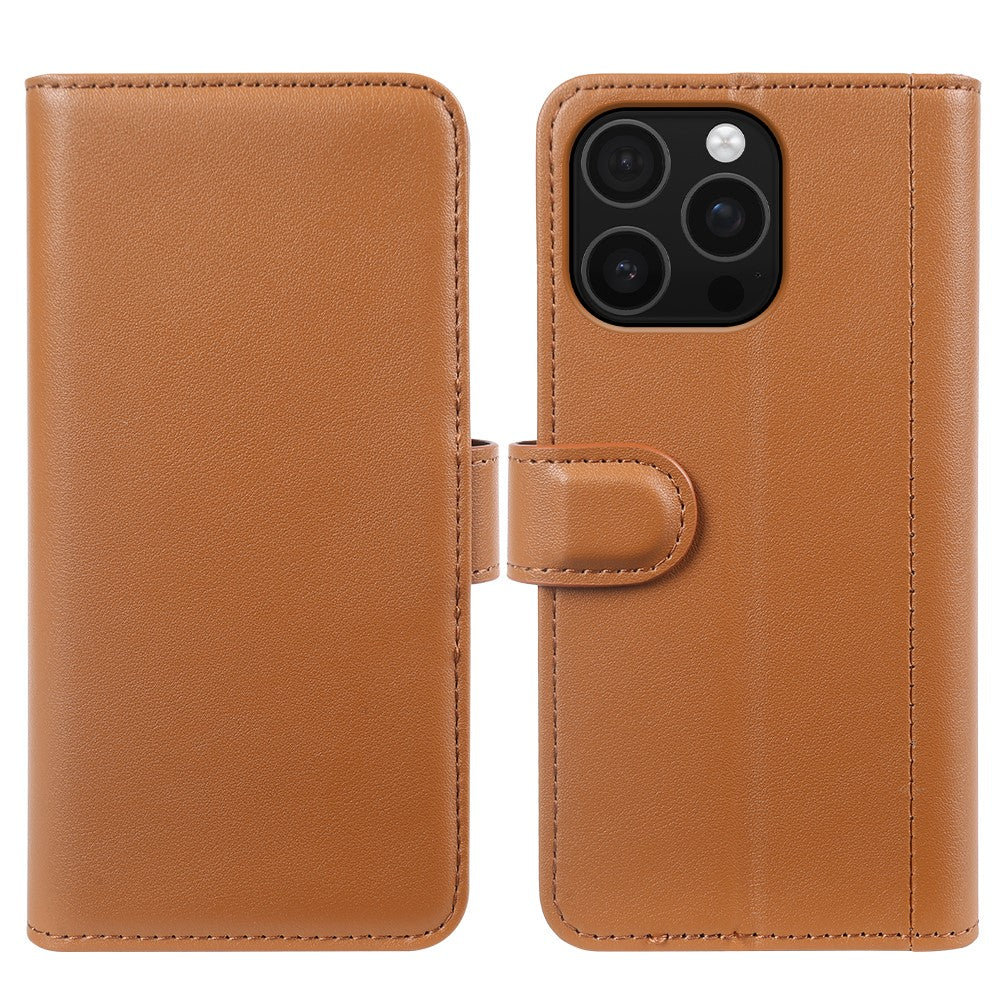 For iPhone 16 Pro Max Case Genuine Split Leather Phone Cover with Wallet Stand
