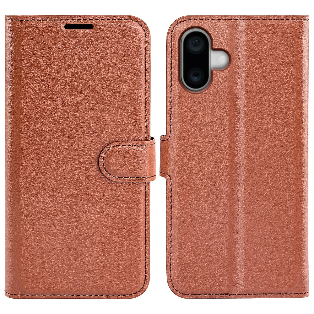 For iPhone 16 Case Wallet Leather Phone Cover Litchi Texture