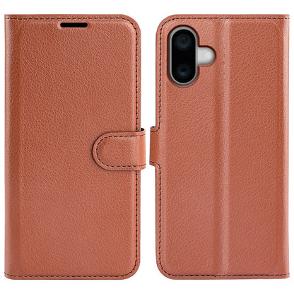 For iPhone 16 Case Wallet Leather Phone Cover Litchi Texture