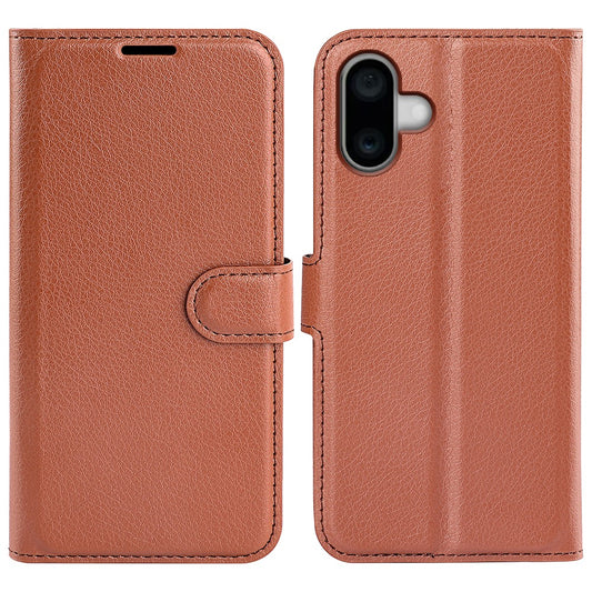For iPhone 16 Case Wallet Leather Phone Cover Litchi Texture